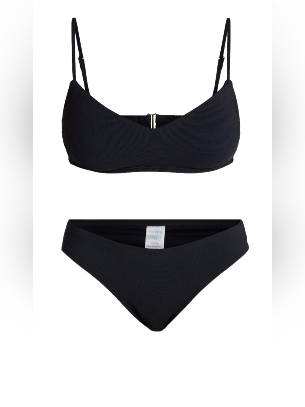 NWT Time and Tru Black 2 Piece Bikini Set black color